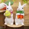2 Pack Easter Bunny Figurine Decor, Standing Spring Resin White Rabbit Couple Statue Tabletop Ornament, Festival Present for Garden Home Table Office Dining Room Mantle Party Supplies